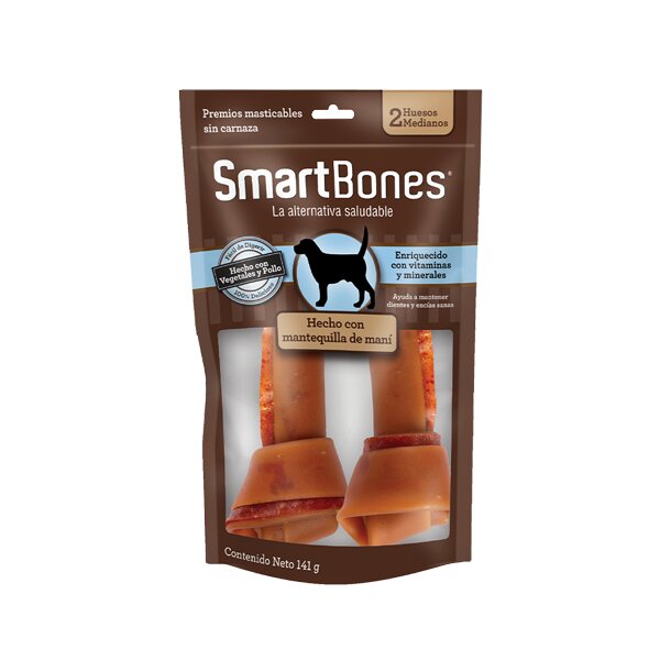 SMARTBONES C MANTEQUILLA DE MANI MEDIUM 2 PK SMARTBOBES  x 2 